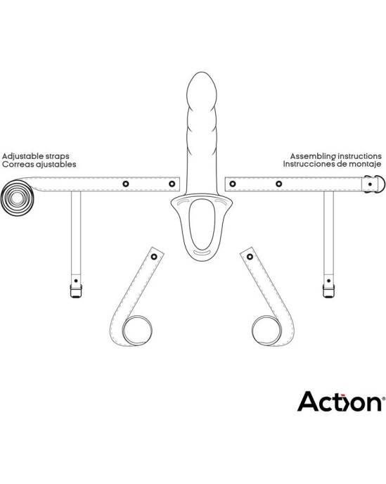 Action Strap-On with Hollow Dildo Premium Silicone Size S Black