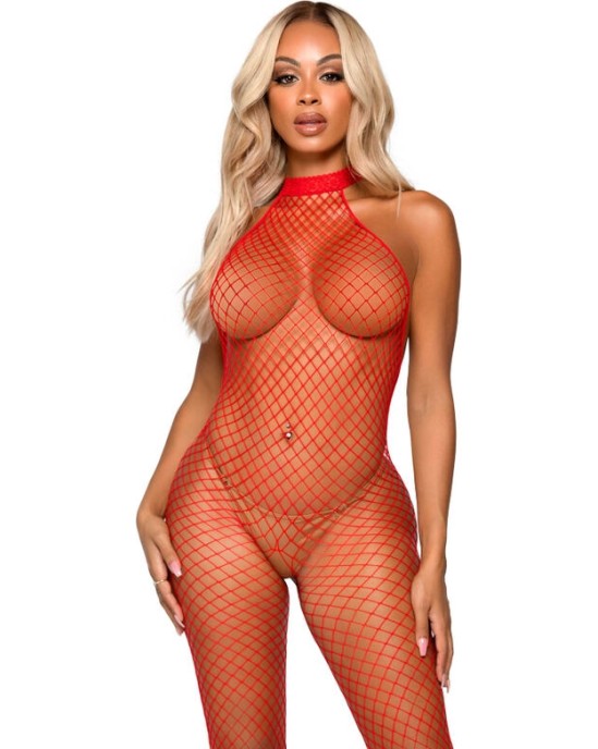 Leg Avenue Bodystockings LEG AVENUE - LE FRIVOLE BODYSTOCKING - RACER NECK ONE SIZE RED