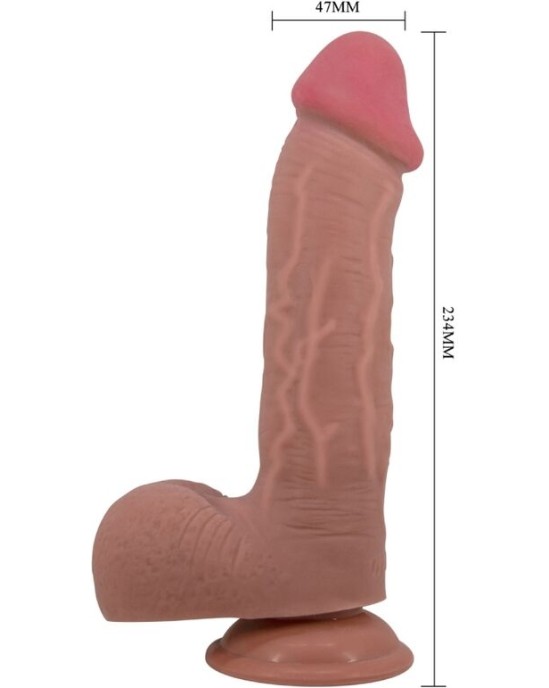 Pretty Love High Grade PRETTY LOVE - SLIDING SKIN SERIES REALISTIC DILDO WITH SLIDING SKIN SUCTION CUP BROWN 23.4 CM