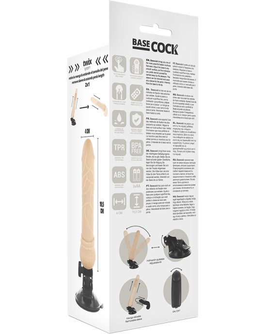 Basecock Reālistisks vibrators ar pulti 19,5 CM