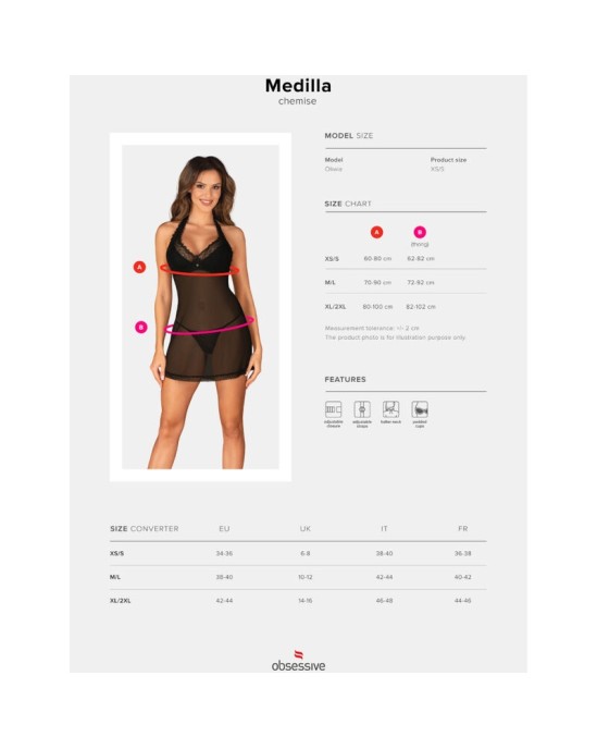 Obsessive Chemise Obsessive - MEDILLA CHEMISE & THONG XS/S