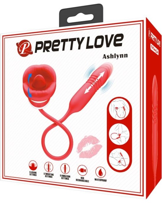 Prettylove Mouth Vibrator with Licking and Thrusting Ashlyn