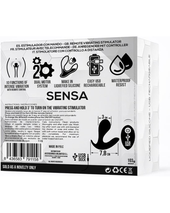 Tardenoche Sensa Stimulator Remote Control USB Liquid Silicone Black