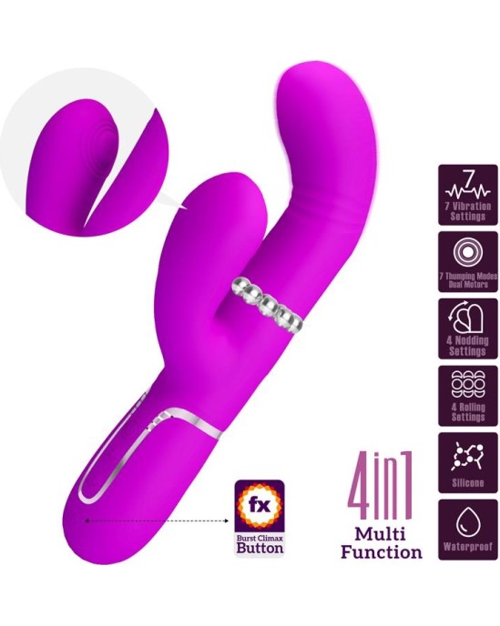 Prettylove Mariana Vibrator 4 in 1 Silicone Fuchsia