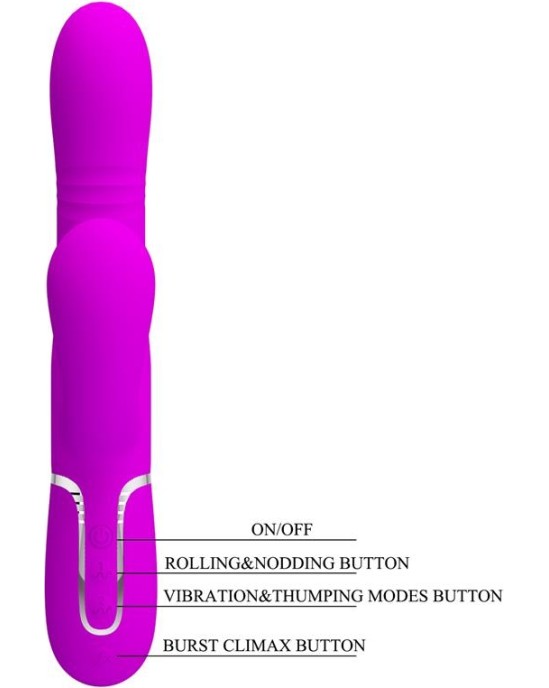 Prettylove Mariana Vibrator 4 in 1 Silicone Fuchsia
