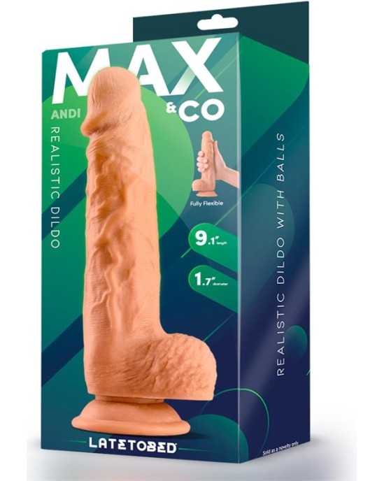 Max & Co Andi Realistic Dildo with Testicles 9.1 Flesh