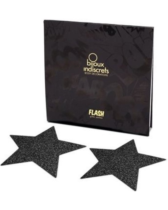 Bijoux Flash Collection BIJOUX - INDISCRETS FLASH BLACK STAR NIPPLE CAPS