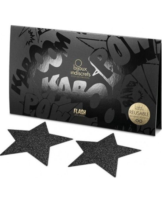Bijoux Flash Collection BIJOUX - INDISCRETS FLASH BLACK STAR NIPPLE CAPS