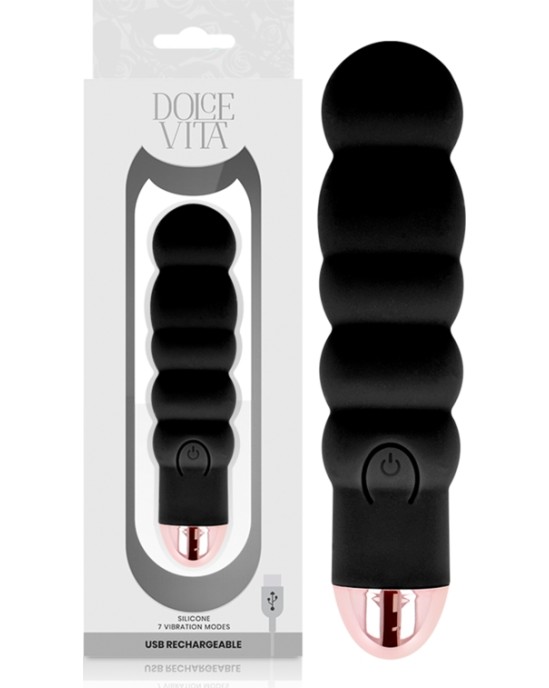 Dolce Vita RECHARGEABLE VIBRATOR SIX BLACK 7 SPEEDS