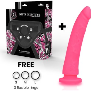 Deltaclub DELTA CLUB - TOYS HARNESS + Dildo rozā SILICONE 20 X 4 CM