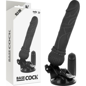 Basecock Reālistisks vibrators ar pulti melns 19,5 CM