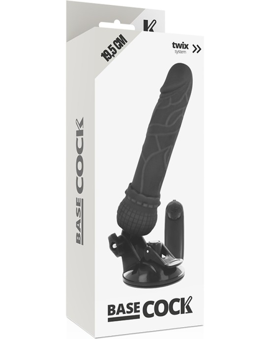 Basecock Reālistisks vibrators ar pulti melns 19,5 CM