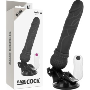 Basecock Reālistisks vibrators ar pulti melns 19,5 CM