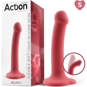 Action Bouncy Liquid Silicone Dildo Hiper Flexible 6.5 - 16.5 cm Size S Burgundy