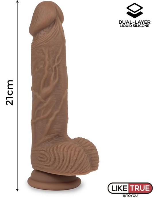 Liketrue Dildo Dual Layer Silicone 8.25 Brown