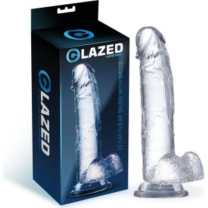 Glazed Realistic Dildo with Testicles Crystal Material 22 cm