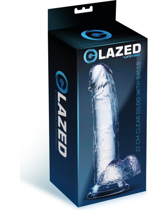 Glazed Realistic Dildo with Testicles Crystal Material 22 cm