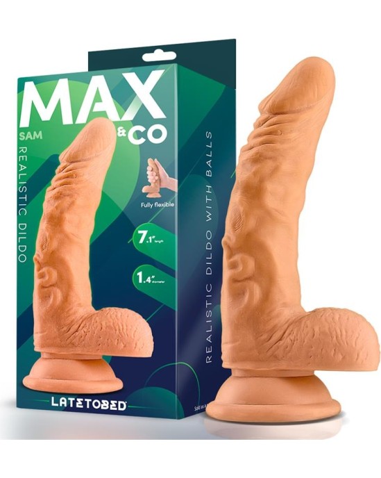 Max & Co Sam Realistic Dildo with Testicles 7.1 Flesh