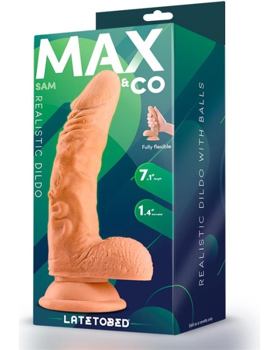 Max & Co Sam Realistic Dildo with Testicles 7.1 Flesh