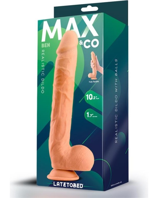 Max & Co Ben Realistic Dildo with Testicles 10.2 Flesh