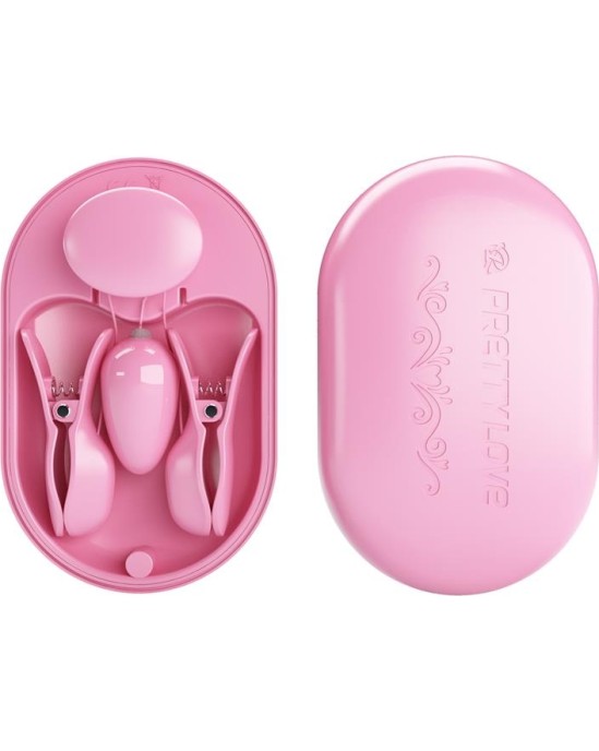 Prettylove Surprise Box Vibrating Egg and Electric Shock Nipple Clamps Pink