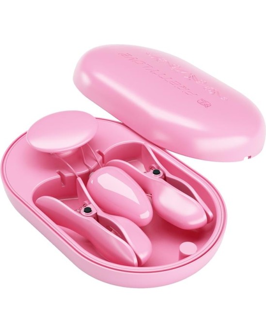 Prettylove Surprise Box Vibrating Egg and Electric Shock Nipple Clamps Pink