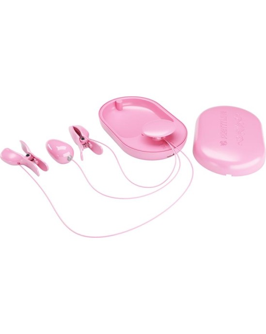 Prettylove Surprise Box Vibrating Egg and Electric Shock Nipple Clamps Pink