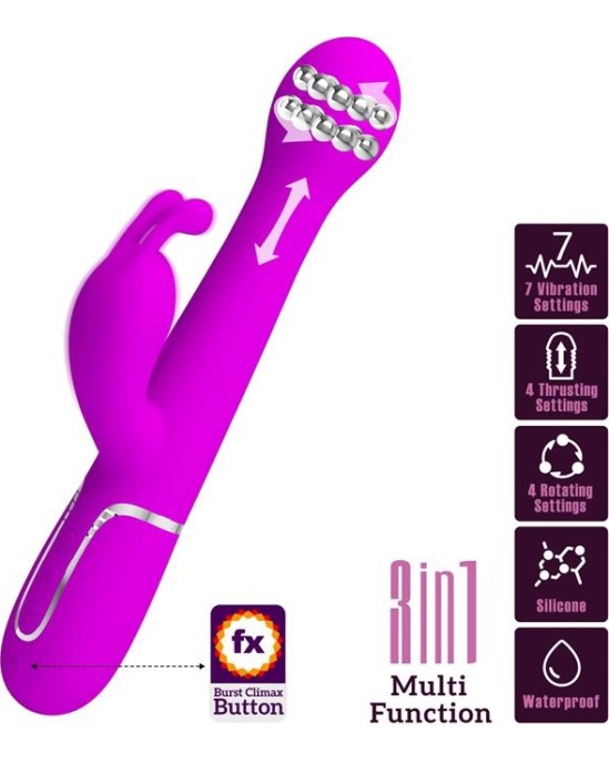 Prettylove Vibe with Thrusting and Rotating Beads Dejon Pink