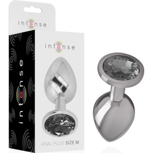 Intense Anal Toys INTENSE - ALUMINUM METAL ANAL PLUG WITH BLACK GLASS SIZE M