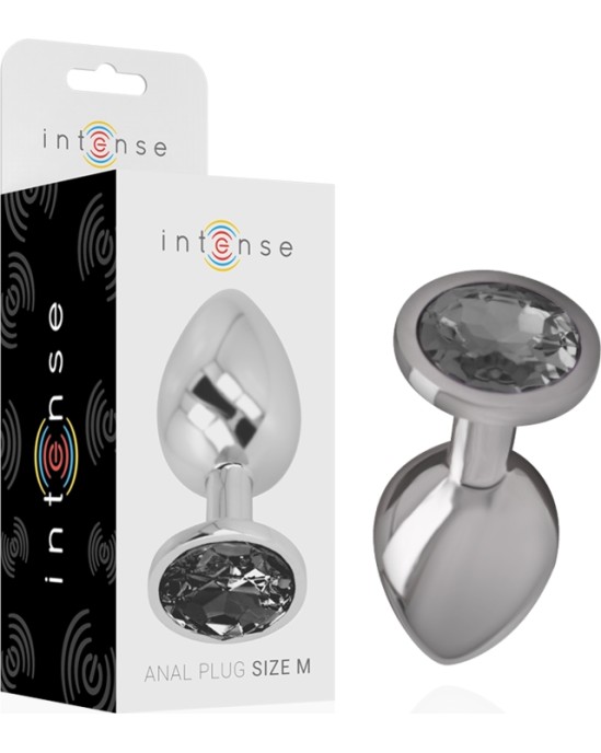 Intense Anal Toys INTENSE - ALUMINUM METAL ANAL PLUG WITH BLACK GLASS SIZE M