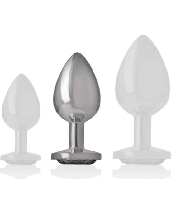 Intense Anal Toys INTENSE - ALUMINUM METAL ANAL PLUG WITH BLACK GLASS SIZE M