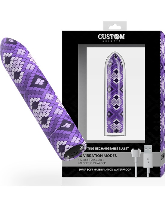 Custom Bullets RECHARGEABLE SNAKE violets MAGNETIC BULLET 10 INTENSITIES