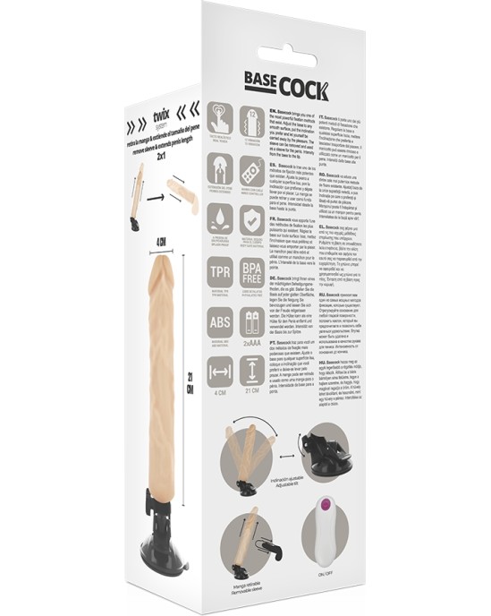 Basecock Reālistisks vibrators ar pulti 21 CM