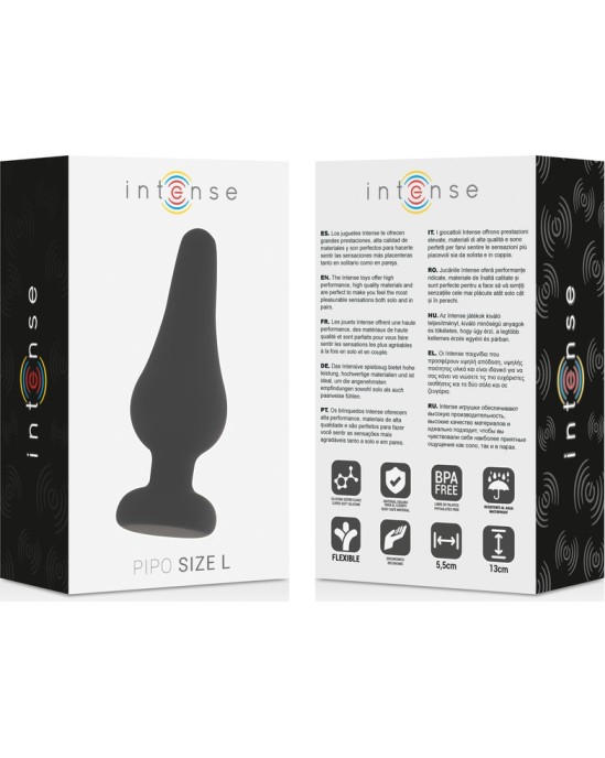 Intense Anal Toys Anālais silikona spraudnis melns 13 CM