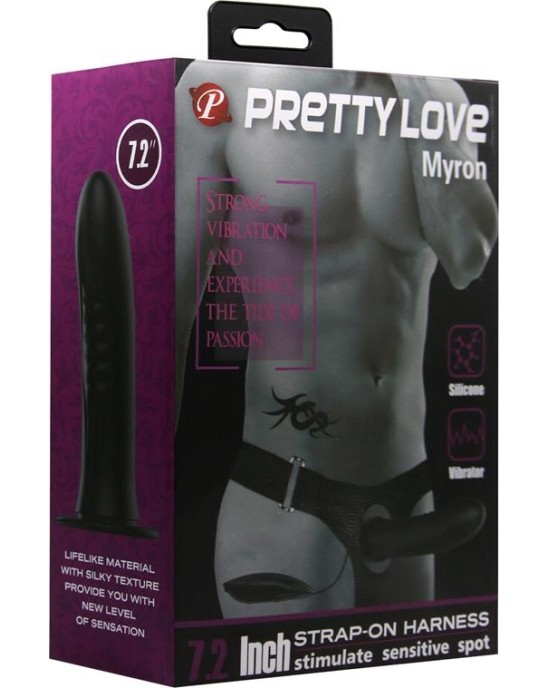 Prettylove Myron Strap-On with Vibrating Dildo 7.2