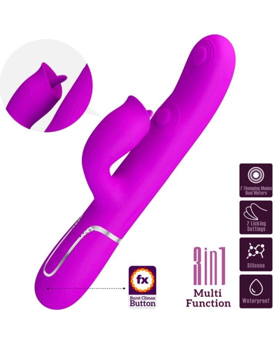 Prettylove Gigi Vibrator Licking and Thumping Fuchsia