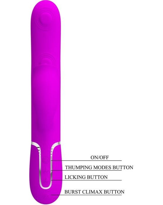 Prettylove Gigi Vibrator Licking and Thumping Fuchsia