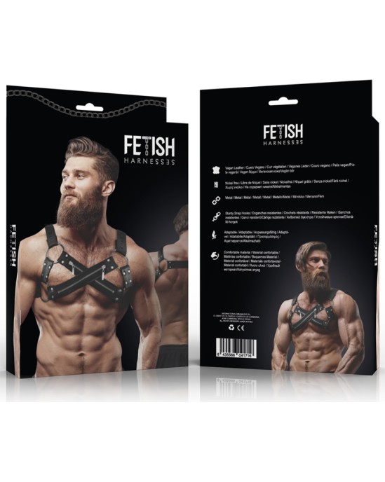 Fetish Submissive Attitude ADJUSTABLE NEOPRENE CROSS-OVER CHEST BULLDOG HARNESS WITH ZIPPERS FOR MEN