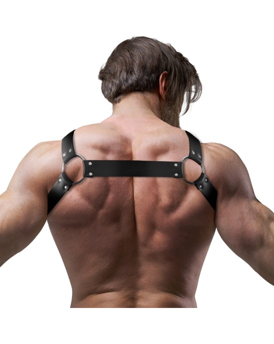 Fetish Submissive Attitude ADJUSTABLE NEOPRENE CROSS-OVER CHEST BULLDOG HARNESS WITH ZIPPERS FOR MEN