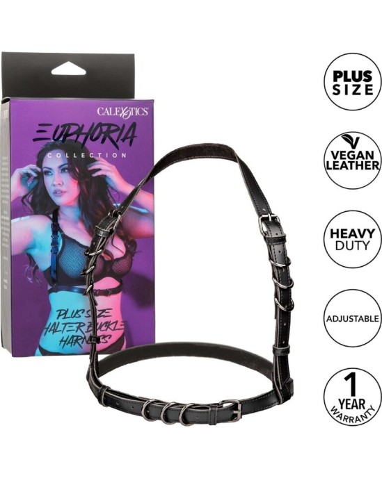 Calexotics EUPHORIA PLUS SIZE HALTER BUCKLE HARNESS BLACK
