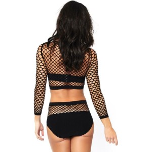 Leg Avenue Sets LEG AVENUE - 2 PIECES SET NET LONG SLEEVED TOP AND HIGH WAISTED ONE SIZE