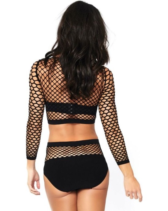 Leg Avenue Sets LEG AVENUE - 2 PIECES SET NET LONG SLEEVED TOP AND HIGH WAISTED ONE SIZE
