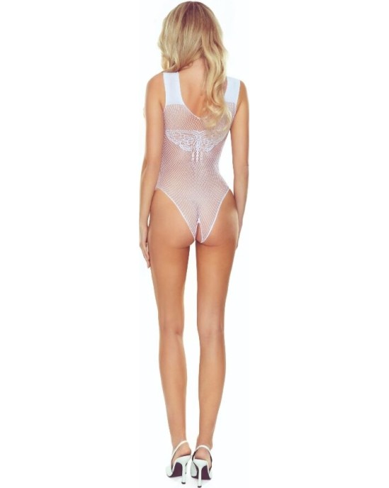 Passion Woman Bodystockings PASSION - BS109 WHITE BUTTERFLY BODYSTOCKING