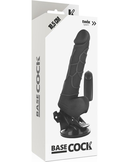 Basecock Reālistisks vibrators ar pulti melns 18,5 CM