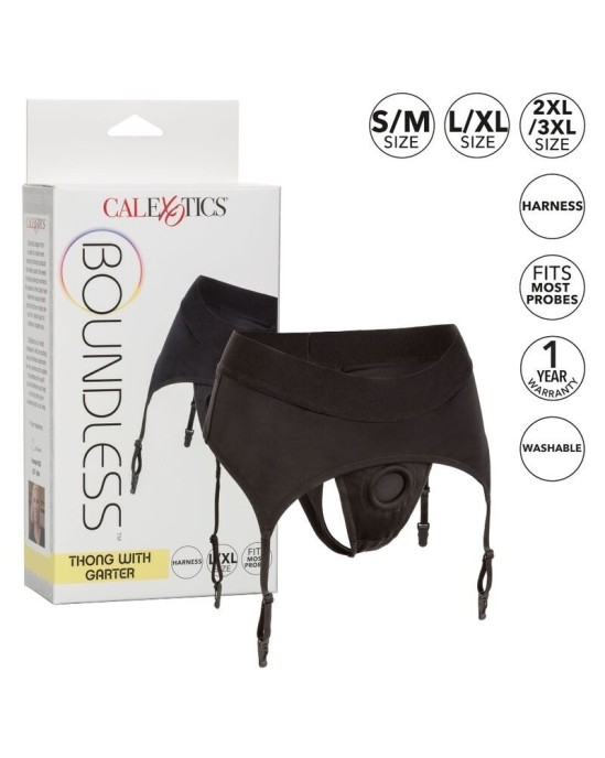 California Exotics CALEX BOUNDLESS THONG WITH GARTER L/XL