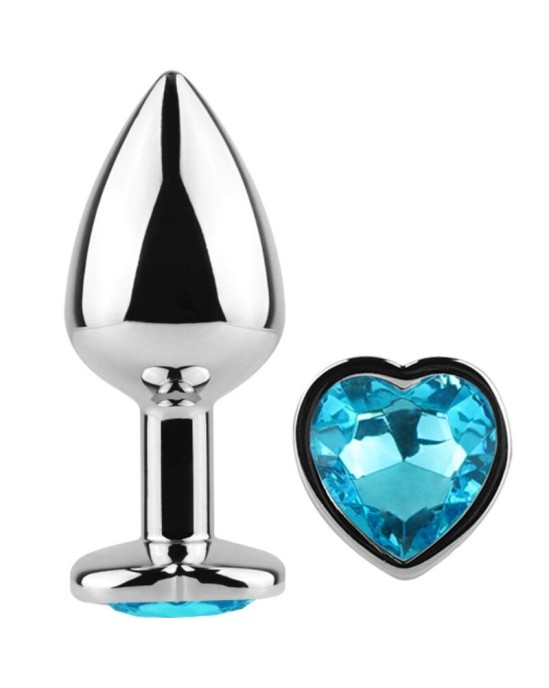 Secretplay Toys SECRET PLAY - METAL BUTT PLUG BLUE HEART SMALL SIZE 7 CM