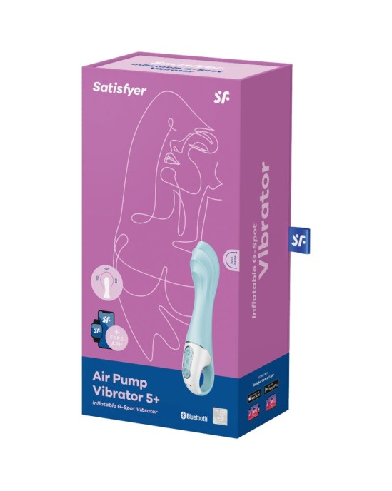 Satisfyer Connect SATISFYER AIR PUMP VIBRATOR 5+ НАДУВНОЙ ВИБРАТОР G-SPOT ПРИЛОЖЕНИЕ - СИНИЙ