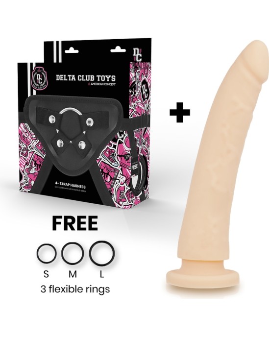 Deltaclub DELTA CLUB - TOYS HARNESS + Dildo FLESH SILICONE 23 X 4.5 CM