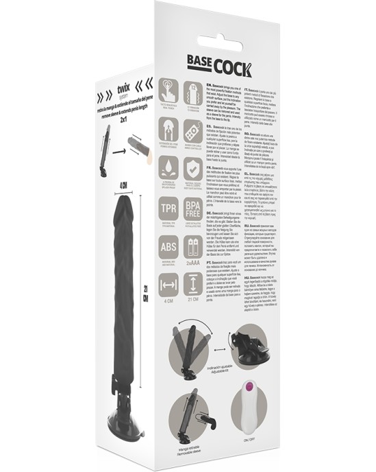 Basecock REALISTIC VIBRATOR REMOTE CONTROL BLACK 21 CM