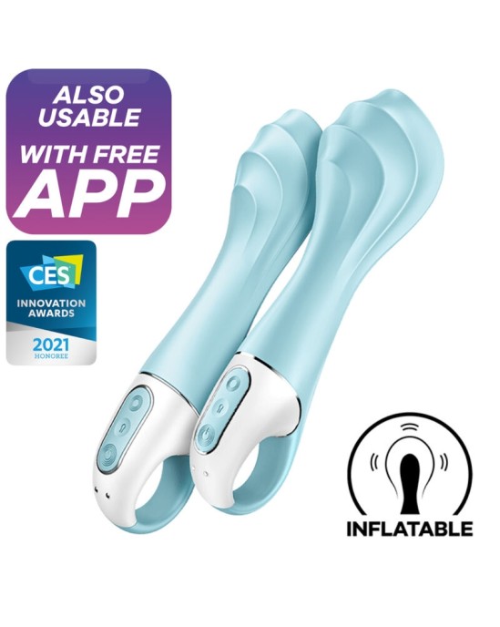 Satisfyer Connect SATISFYER AIR PUMP VIBRATOR 5+ INFLATABLE G-SPOT VIBRATOR APP - BLUE